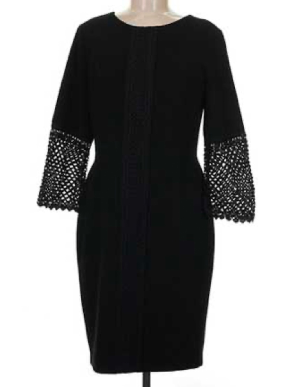 black Karl Lagerfeld dress crochet lace on the 3/4 sleeves and center size 6